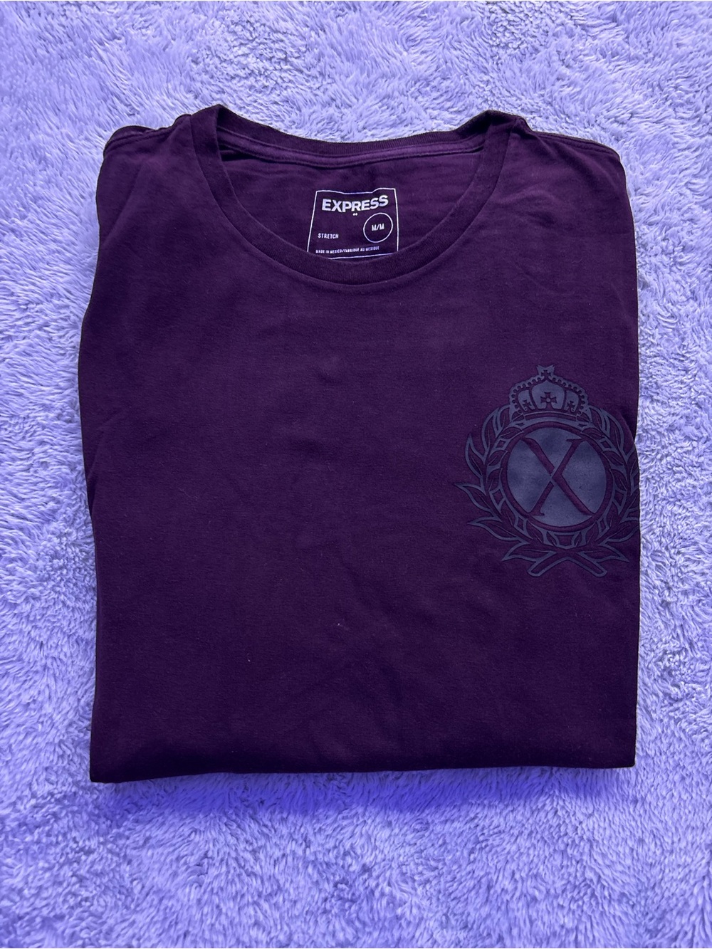 Express Men’s Dark Purple Crew Neck Graphic Tee
